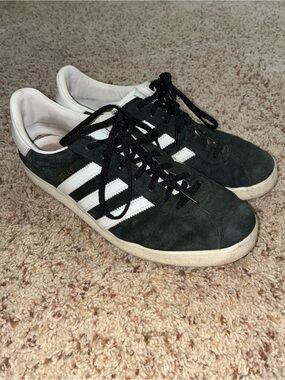 adidas Black Suede Sneakers with White Stripes